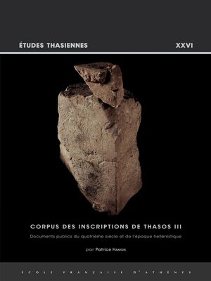 cover image of Corpus des inscriptions de Thasos III